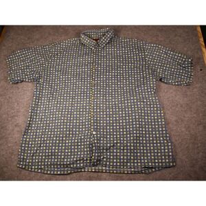 Tori Richard Mens 2XL Blue Cotton Lawn Geometric Square Print Button Up Shirt
